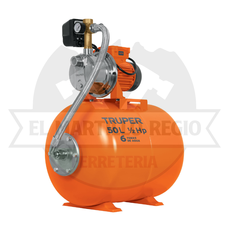 EQUIPO HIDRONEUMÁTICO 50L, JET INOXIDABLE 1/2 HP