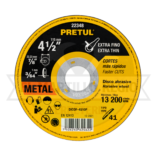 DISCO TIPO 41 DE 4-1/2" X 1 MM